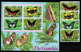 Gambia Block 5 + 402-405 Postfrisch Schmetterlinge #NE933 - Sonstige & Ohne Zuordnung