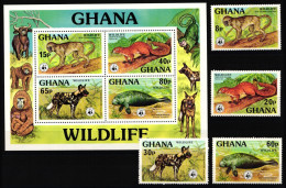 Ghana Block 71 + 702-705 A Postfrisch Wildtiere #NE955 - Ghana (1957-...)