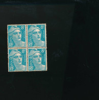 Bloc De 4 Timbres Marianne De Gandon 8F Bleu Clair - 1945-54 Marianne Of Gandon