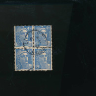 Bloc De 4 Timbres Marianne De Gandon 4.50F Bleu - 1945-54 Maríanne De Gandon