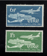 2000384714 1960  SCOTT 177 178 (XX) POSTFRIS  MINT NEVER HINGED -  25TH ANNIV FOUNDING AIR LINGUS IRISH INTERNATIONAL AI - Unused Stamps