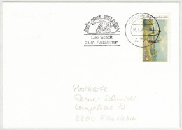 Deutsche Bundespost 1985, Postkarte Geldern - Elmshorn, Drache Auf Fahrrad, Fabelwesen - Märchen, Sagen & Legenden