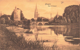 BELGIQUE - Bruges - Lac D'Amour - Pont - Église - Carte Postale Ancienne - Brugge