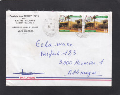 LETTRE D'UNE PAPETERIE DE YAOUNDE,AVEC PAIRE DE TIMBRE "ASSEMBLEE NATIONALE",POUR L'ALLEMAGNE,1991. - Camerun (1960-...)