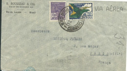 BRESIL LETTRE PAR AVION 4$200 RIO DE JANEIRO POUR PARIS DE 1936 LETTRE COVER - Briefe U. Dokumente