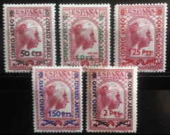 España: Año. 1938 - (II República. Aéreos, Tipos De 1931 - Con Habilitación). 5 +1/- 6Valores, Serie Completa. - Unused Stamps