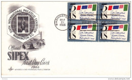 USA 1966 FDC SIPEX, Bloc De 4 YVERT 804, Michel 901 - 1961-1970