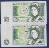 Page 2 Consecutive 1 Pound Banknotes 57A - 1 Pound