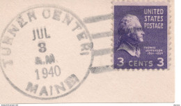 USA 1938 Jefferson Yvert 372 Postmark Turner Center 1940 - Usados