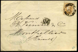 33 Op Brief Van Anvers Naar Montpellier, Hérault - 'B. Vonderbecke, Anvers' - 1869-1883 Leopold II