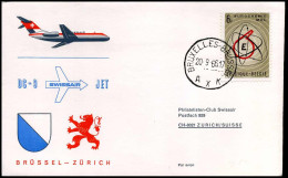 1383 Op Cover Naar Zurich, Zwitserland - DC-9 Swissair Jet Brüssel-Zürich - Lettres & Documents