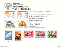NATIONS UNIES, UNO, ONU 1979 Année Internationale De L'enfant Carte Souvenir - Covers & Documents