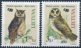 Mi 857-858 ** MNH / Endangered Species, Birds, Eurasian Eagle-owl, Bubo Bubo, Short-eared Owl, Asio Flammeus - Lituanie