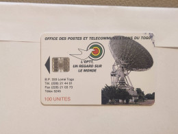 TOGO-(TG-OPT-0007A)-Earth Station 100-Reverse 2-(28)-(100units)-(00167884)-used Card+1card Prepiad Free - Togo