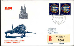 Zwitserland - FDC - Premier Vol Genève-Prague 1.6.1968 - Autres (Air)