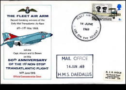 United Kingdom - FDC - 50the Anniversary Of The First Non-stop Atlantic Flight - Otros (Aire)