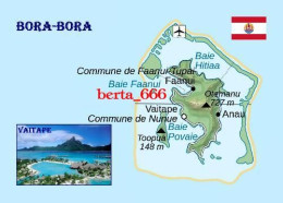 French Polynesia Bora Bora Map New Postcard * Carte Geographique * Landkarte - French Polynesia