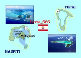 French Polynesia Maupiti And Tupai Map New Postcard * Carte Geographique * Landkarte - Polinesia Francesa