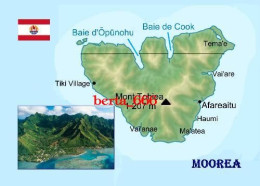 French Polynesia Moorea Map New Postcard * Carte Geographique * Landkarte - Polinesia Francesa
