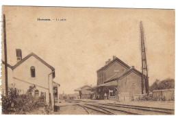 CPA HAVERSIN : La Gare ( Côté Voies Et Un Peu Animée ) Non Circulée - Edit Hôtel De La Gare  - Propriét. Pierre Tasiaux - Ciney