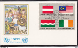 NATIONS UNIES 1982  DRAPEAUX FDC UNICEF Yvert 365-368, Michel 397-400 - FDC