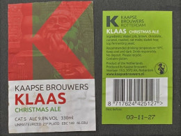 Bier Etiket (2v9), étiquette De Bière, Beer Label, Klaas Christmas Ale Brouwerij Kaapse Brouwers - Birra