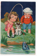 CHILDREN - DOG - FISHING - FISH - USED With STAMP 1937 - CONDITION READ DESCRIPTION & SEE SCANS !! - Kinder-Zeichnungen