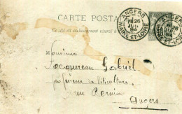 Précurseur Entier Postal 10 C SAGE Cachet ANGERS 1894 - Cartes Précurseurs