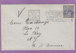 LETTRE DE SYDNEY,AVEC CACHET "POSTED IN PILLAR BOX",POUR NEW YORK. - Covers & Documents