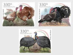 Hungary Ungarn Hongrie 2024 Indigenous Hungarian Poultry Breeds Turkeys Set Of 3 Stamps MNH - Ungebraucht