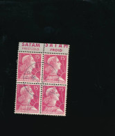 Bloc De 4 Timbres Publicité Satam Prestcold Marianne De Muller - Used Stamps