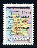 Angola - 1976 - Stamp Day / Map / 1955 Type - Overprinted - MNG - Angola