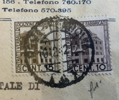 MARCHE DA BOLLO SU BUSTA - CONTRATTI LOCAZIONI CENT. 15+10 ROMA /10/12/42 - P.N.F. FASCIO APPIA ANTICA "TITO ACERBO" - Fiscales