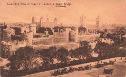 ROYAUME UNI - Angleterre - Bird's Eye View Tower Of London & Tower Bridge - Voitures - Carte Postale Ancienne - Otros & Sin Clasificación