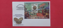 CAMBODGE / CAMBODIA/ FDC S/S The History Of Khmer Angkor Ancient Coins 2020. - Cambodia