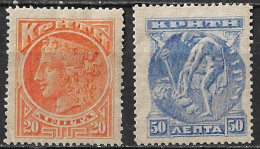 CRETE 1901 New Colours Complete MH Set Vl 20 / 21 MH - Crete