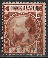 1867 Koning Willem III 15 Cent Bruin Tanding 13½ Type II NVPH 9 II C - Gebruikt