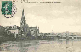 33 - Langon - L'Eglise Et Les Bords De La Garonne - Oblitération Ronde De 1908 - CPA - Voir Scans Recto-Verso - Langon