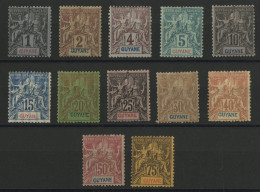 COLONIES GUYANE N° 30 à 41 Neufs * (MH) Cote 288 € Voir Description - Unused Stamps