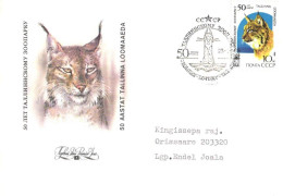 Soviet Union:Russia:USSR:FDC, 50 Years Tallinn Zoo, Lynx, 1989 - FDC