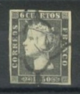 SPAIN,  1850 - QUEEN ISABELLA II STAMP (THIN PAPER) IMPERFORATED, # 1,USED. - Usati