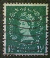 Great Britain, Scott #319, 1955, Used (o), Wilding: Queen Elizabeth II, 1½d, Green - Usados