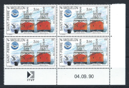 St Pierre Et Miquelon N°528** (MNH) 1990 - Bateaux - Coin Daté - Neufs