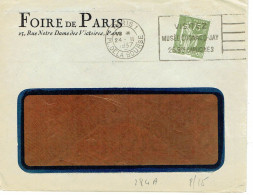 284 A Paix 75 C. Vert Flamme Paris 1 Place De La Bourse 24-2-1937 Enveloppe Foire De Paris - 1932-39 Paz