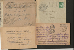 LOT DE 4 LETTRES FRANCHISE MILITAIRE ANNEE 1940 - Oblitérations Mécaniques (flammes)