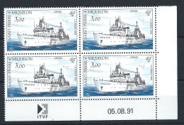 St Pierre Et Miquelon N°550** (MNH) 1991 - Bateaux - Coin Daté - Nuevos