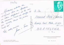 54663. Postal COLONIA SANTJORDI (Mallorca) 1972. Fechador C.E.M. CAMPOS DEL PUERTO-ESTANYOL - Covers & Documents