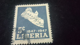 LİBERYA-1947-    5   C.      DAMGALI - Liberia