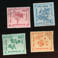 4 Timbres Asie Mongolie Mongolia  Arbres Fleurs Plantes - Mongolia