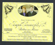 Etiquette Champagne Cuvée Royale Mariage Du Prine Andrew Et Miss Sarah Ferguson Joseph Perrier Fils Châlons/ Marne 51 - Champagner